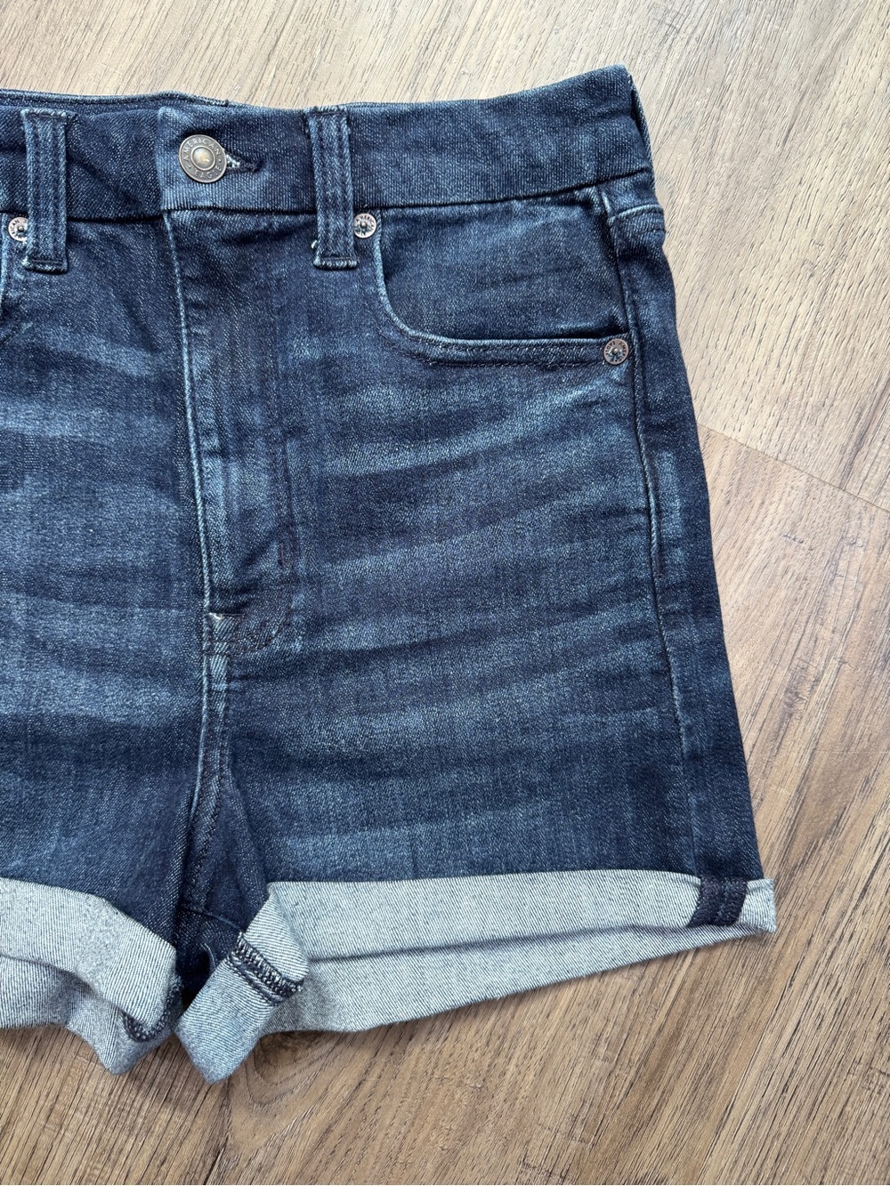 American Eagle Curvy Super Hi-Rise Shortie Dark Wash Sz 6 - Picture 7 of 13